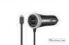 Incarcator auto AMIO 12/24V , cu cablu incarcare conector IOS Lightning + 2x iesiri USB 2.4A