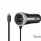 Incarcator auto AMIO 12/24V , cu cablu incarcare conector IOS Lightning + 2x iesiri USB 2.4A