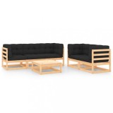 Gossi set mobilier de gradina cu perne, 6 piese, lemn masiv de pin