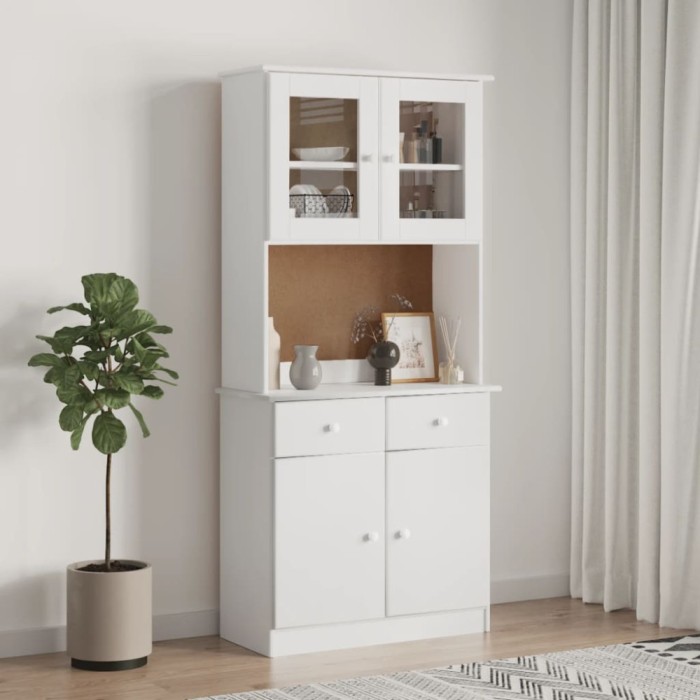 vidaXL Dulap &icirc;nalt ALTA, alb, 77x35x165 cm, lemn masiv de pin