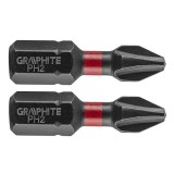 Set biti de impact PH2X25mm 1/4&quot; 2buc. GRAPHITE 56H501 HardWork ToolsRange