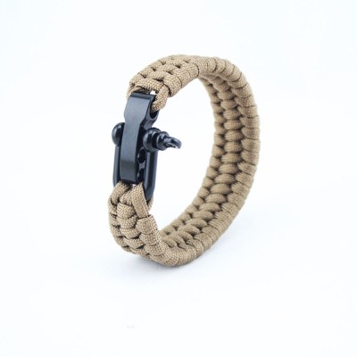 Bratara impletita Paracord, Bej - Khaki foto