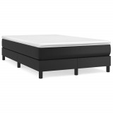 VidaXL Pat box spring cu saltea, negru, 120x190 cm, piele ecologică