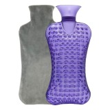 Cumpara ieftin Set 2 piese sticla si husa pentru apa calda, 37 x 17 cm, 2L, cauciuc, textil, violet, gri