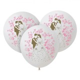 Baloane Nuntă, Imprimeu Pereche, Set 10 Bucăți, Culoare Albă, Dimensiune 30cm, Oem