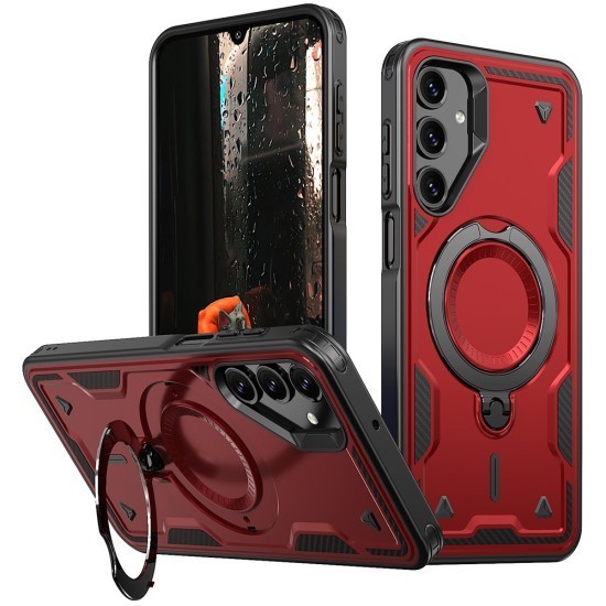 Husa military armour cu inel metalic, ALC MOBILE, compatibila cu Samsung Galaxy A16, Rosu