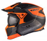 Casca pentru scuter - motocicleta MT Streetfighter SV S B4 Totem portocaliu mat (ochelari soare integrati) &ndash; masca (protectie) barbie si cozoroc detas