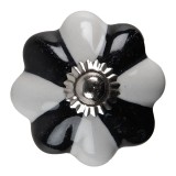 Cumpara ieftin Buton mobilier ceramica neagra gri metal argintiu &Oslash; 4x3 cm
