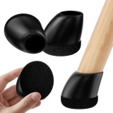 Protecții pentru picioarele scaunelor, set de 24 bucăți, silicon cu p&acirc;slă pentru picioare &icirc;nclinate 14-20mm &ndash; Negru
