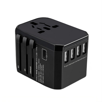 Adaptor Incarcator Convertor Priza Universal de Calatorie cu 4 USB si 2 Qc3.0+PD 30W Type-C ESL, 6000mA Fast Charging, All in One pentru US, UK, EU, A foto