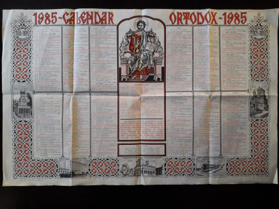 HST A1738 Calendar Ortodox Rom&amp;acirc;n 1985 București aniversar 60 ani de patriarhat foto