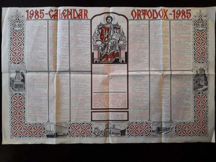 HST A1738 Calendar Ortodox Rom&acirc;n 1985 București aniversar 60 ani de patriarhat
