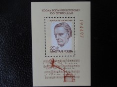 UNGARIA-COMPOZITORUL KODALY ZOLTAN-BLOC NESTAMPILAT foto