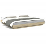 Cumpara ieftin Cadru de pat cu LED stejar sonoma 200x200 cm lemn prelucrat