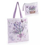 Cumpara ieftin Sacosa cumparaturi cu portmoneu textil multicolor Lavanda 38 x 68 H