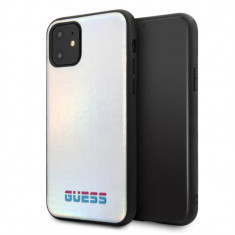 Husa Hard iPhone 11 Pro Max Iredescent Silver Pu Leather Guess foto