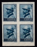 ROMANIA 1922LP 73 INCORONAREA REGELUI LA ALBA IULIA 3 LEI ALBASTRU NEDANTELAT BLOC 4 TIMBRE STARE MNH, Nestampilat
