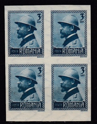 ROMANIA 1922LP 73 INCORONAREA REGELUI LA ALBA IULIA 3 LEI ALBASTRU NEDANTELAT BLOC 4 TIMBRE STARE MNH foto