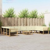 vidaXL Set de canapele de exterior cu pernă 11 pcs Alb și crem 3389128