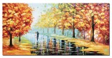 Tablou indragostiti GIGANT pictat manual living, dormitor, Impreuna pentru totdeauna, 140x70cm ulei pe panza, Leonard Covaci