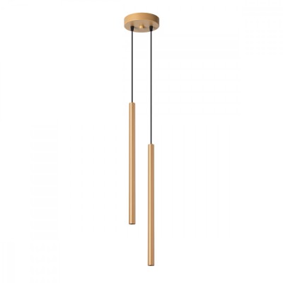 Lampă Suspendată Pastelo De Aur Oțel 2 Becuri Tub Modern De Interior foto