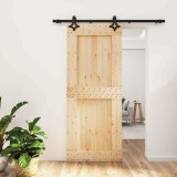 Cumpara ieftin Usa glisanta Natural si Negru 85 x 210 cm Lemn de Pin Solid