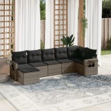 vidaXL Set canapele de grădină, 7 piese, cu perne, gri, poliratan 3220479