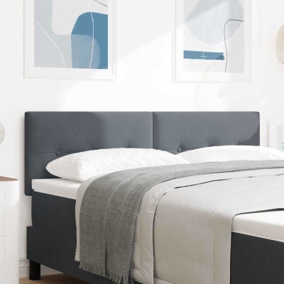 vidaXL Tăblie cap cu lumini cu bandă LED Ajustabil Gri 80 cm Catifea foto