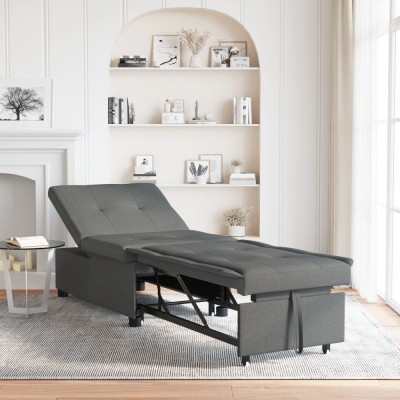 vidaXL Canapea Pat 3 &amp;icirc;n 1 - Design Rabatabil, Material Gri &amp;Icirc;nchis foto