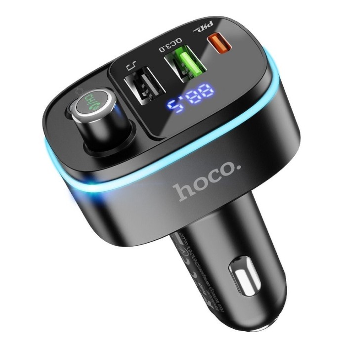 Transmiter FM Bluetooth Hoco E62 + 2xUSB + Type-C PD 20W + QC3.0 Fast , Negru