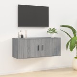 vidaXL Dulap TV montat pe perete, gri sonoma, 100x34,5x40 cm