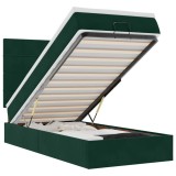 Cumpara ieftin Cadru de pat otoman cu saltele, catifea verde inchis 90x200cm