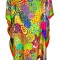 Rochie tip poncho T dama, verde azur /rosu, one size