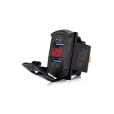 Mufa bord incarcator USB QC3.0 cu voltmetru 12-24V Cod: DS2057 Automotive TrustedCars
