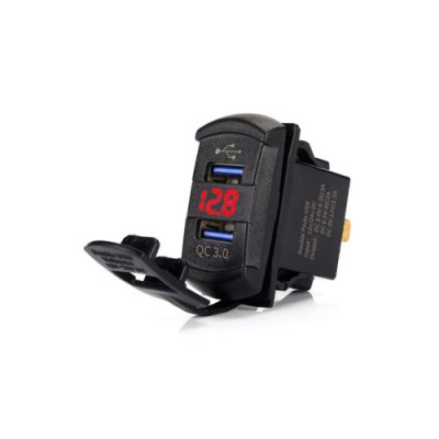 Mufa bord incarcator USB QC3.0 cu voltmetru 12-24V Cod: DS2057 Automotive TrustedCars foto