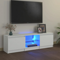 Comoda TV cu lumini LED, alb, 120x30x35,5 cm