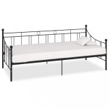 VidaXL Cadru pat de zi, negru, 90x200 cm, metal