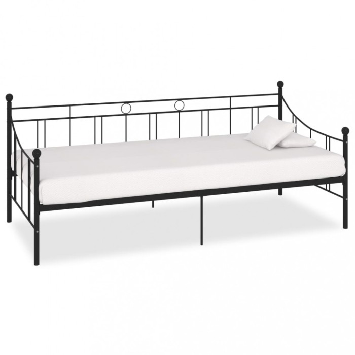 Gossi cadru pat de zi, negru, 90x200 cm, metal