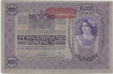 AUSTRIA UNGARIA 10000 COROANE KRONEN 1918 SUPRATIPAR DEUTSCHEOSTEREICH orizontal VF