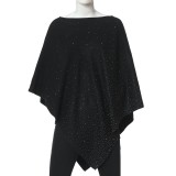 Poncho negru cu strasuri elegante