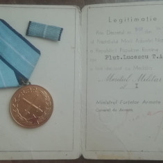 M1 DB - Decoratie cu brevet - Medalia Meritul militar - clasa I-a - RPR