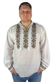 Bluza tip ie barbati RB24 alb/maro , marimea 2XL, Bumbac, La baza gatului