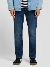 Blugi barbati, Rick, cu talie medie si croiala Slim Fit, Slim Leg, Albastru inchis, W29 L30