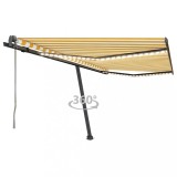 vidaXL Copertină automată cu senzor v&acirc;nt &amp; LED, galben&amp;alb, 400x300 cm