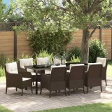 Cumpara ieftin Set de masă pentru grădină cu pernă 9 pcs Maro Rattan poli