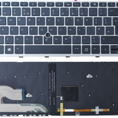 Tastatura laptop noua HP EliteBook 840 G5 846 G5 840 G6 SILVER FRAME BLACK Backlit With Point Stick