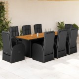 Cumpara ieftin Gossi set mobilier de gradina cu perne, 9 piese, negru, poliratan