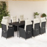 Cumpara ieftin Gossi set mobilier de gradina cu perne, 9 piese, negru, poliratan