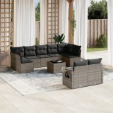 vidaXL Set mobilier de grădină cu perne, 10 piese, gri, poliratan 3252967