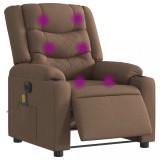 VidaXL Fotoliu electric de masaj rabatabil, maro, textil